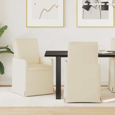 vidaXL Jedálenské stoličky 2 pcs Béžová 57 x 67 x 98 cm Ľan
