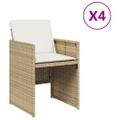vidaXL Záhradné kreslá s podložkami 4 ks béžové polyratan