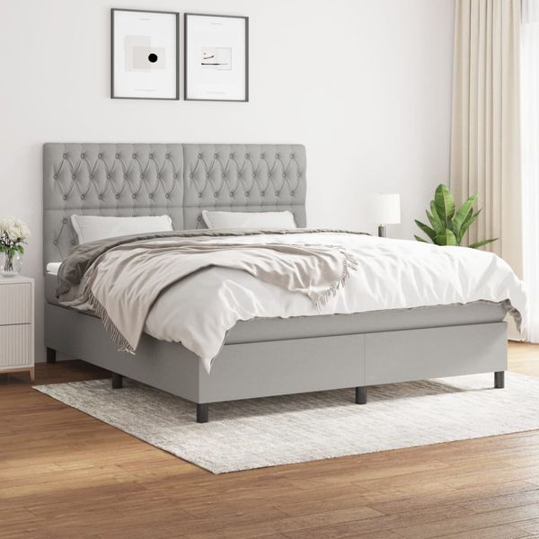 vidaXL Boxspring posteľ s matracom bledosivá 180x200 cm látka