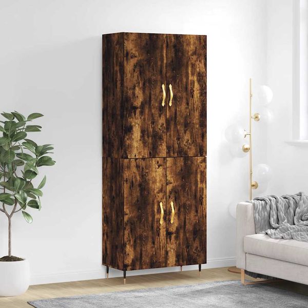 vidaXL Vysoká skrinka dymový dub 69,5x34x180 cm spracované drevo