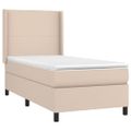 vidaXL Boxspring posteľ matrac a LED kapučínová 90x190 cm umelá koža