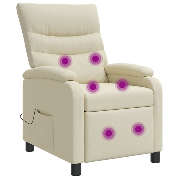 vidaXL Masážne relaxačné kreslo Krémová Umelá koža