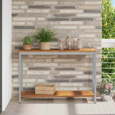 vidaXL Vonkajší stôl s úložiskom Prírodná a šedá 110 x 35 x 75 cm