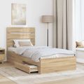 vidaXL Rám postele Sonoma dub a striebro 75 x 190 cm Kompozitné drevo