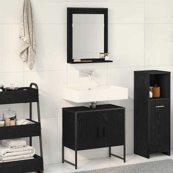 vidaXL Sada kúpeľňového nábytku Nástenný 2 pcs Čierna Kompozitné drevo