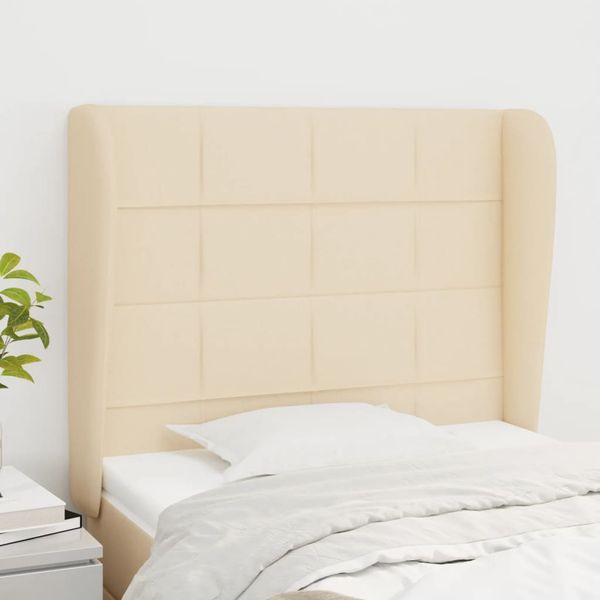 vidaXL Čelo postele so záhybmi krémové 93 x 23 x 118/128 cm látka