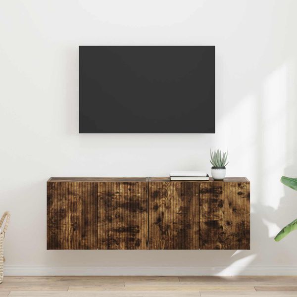 vidaXL TV nástenná skriňa Nástenný 2 pcs Dymová dub 59,5 x 31 x 40 cm