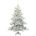 vidaXL Umelý Sklápací Vianočný Stromček Biela 150 cm PVC a oceľ