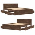 vidaXL Posteľný rám s čelom hnedý dub 135x190 cm kompozitné drevo