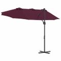 vidaXL Slnečník Bordeaux červená 372 x 198 x 243 cm Polyester a hliník