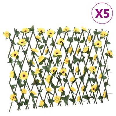 vidaXL Rozťahovacia mriežka s umelým brečtanom 5 ks žltá 180x60 cm