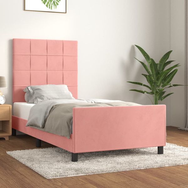 vidaXL Rám postele s čelom ružový 80x200 cm zamat