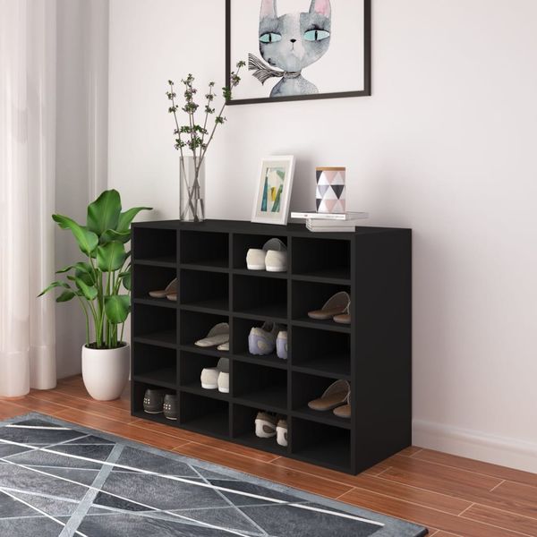vidaXL Regál na topánky, kompozitné drevo 92x30x67,5 cm, čierny