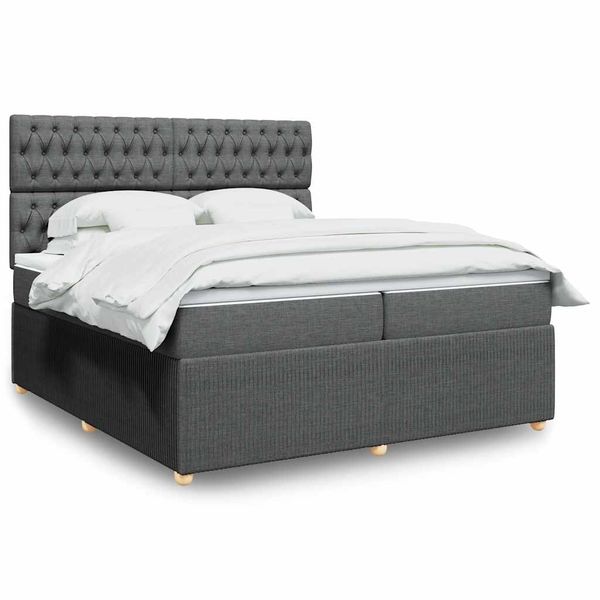 vidaXL Boxspring posteľ s matracom tmavosivá 200x200 cm látka