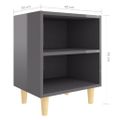 vidaXL Nočné stolíky, nohy z masívu 2 ks, lesklé sivé 40x30x50 cm
