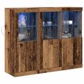 vidaXL LED komoda 3 ks Staré drevo 123 x 37 x 100 cm Kompozitné drevo