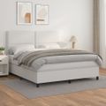 vidaXL Boxspring posteľ s matracom biela 160x200 cm umelá koža