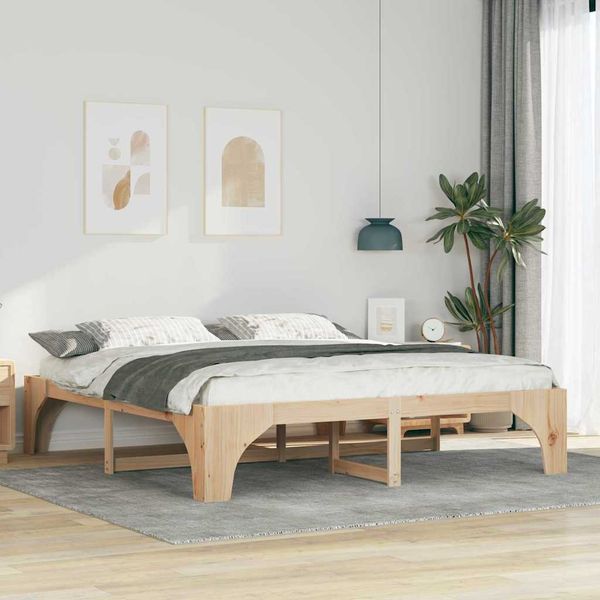 vidaXL Rám postele Hnedá 200 x 200 cm Masívne borovicové drevo