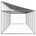 vidaXL Klietka pre psa so strechou a dverami sivá 12x2x2m pozink. oceľ