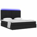 vidaXL LED úložná posteľ s matracom Čierna 160 x 200 cm Látka