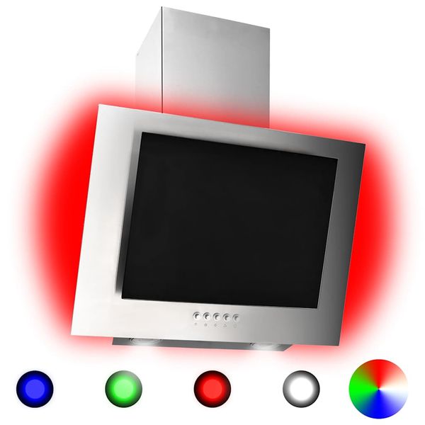 vidaXL RGB Nástenný digestor s LED 60 cm nehrdzavejúca oceľ a tvrdené sklo