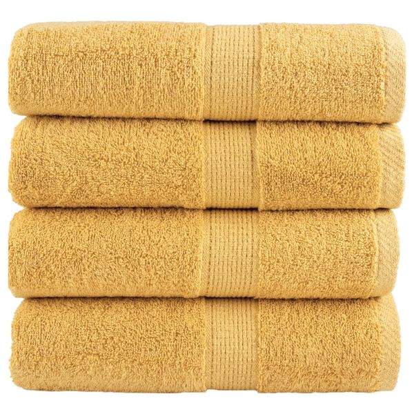 vidaXL Prémiové uteráky pre hostí SOLUND 4 ks zlaté 30x50 cm 600 g/m²
