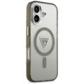 Puzdro Guess Magsafe IML Gradient s potlačou trojuholníkového loga a striebornými kovovými tlačidlami fotoaparátu pre iPhone 17 Khaki