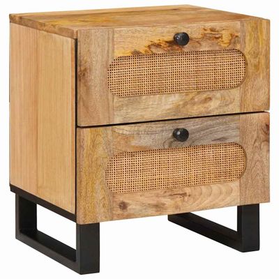 vidaXL Nočný stolík Prírodná 40 x 33 x 46 cm Masívne mango drevo