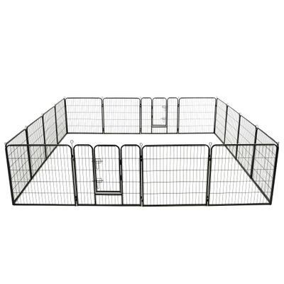 vidaXL Oceľová ohrádka pre psov so 16 panelmi 80x80 cm čierna