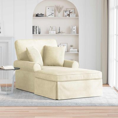vidaXL Pufa s sukňou s vankúšom 3 pcs Krémová Kordúrová tkanina