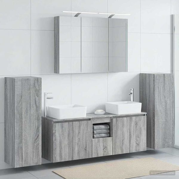 vidaXL Sada kúpeľňového nábytku 6 pcs Sivý Sonoma