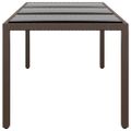 vidaXL Záhradný stôl 190x90x75 cm tvrdené sklo a polyratan hnedý
