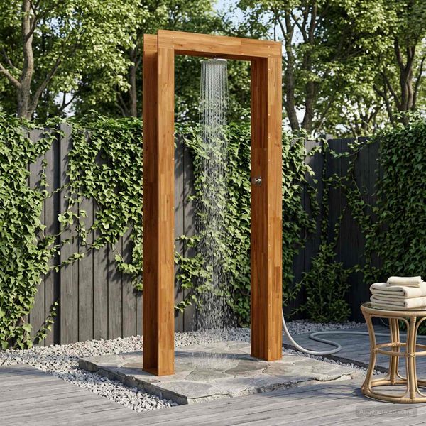 vidaXL Externá sprcha 226 cm Masívne akáciové drevo a nerezová oceľ