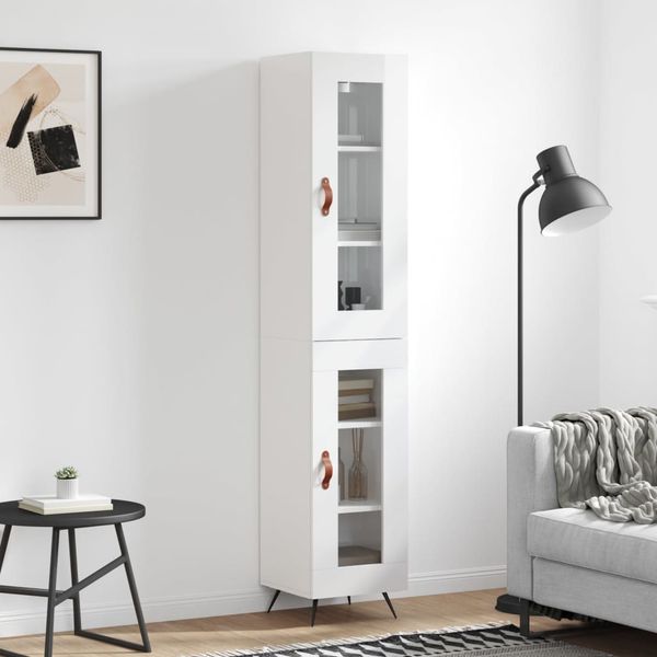 vidaXL Vysoká skrinka biela 34,5x34x180 cm spracované drevo