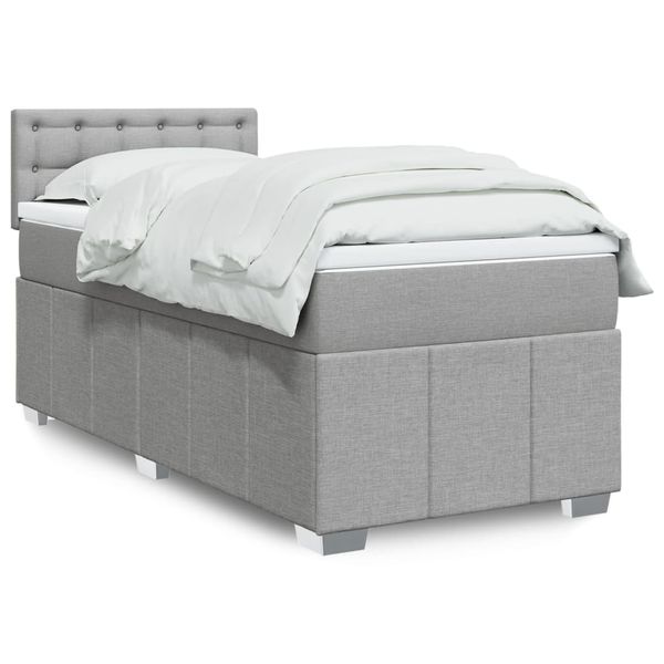 vidaXL Posteľný rám boxsping s matracom bledosivý 90x190 cm látka