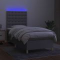 vidaXL Posteľ boxsping s matracom a LED bledosivá 80x200 cm látka