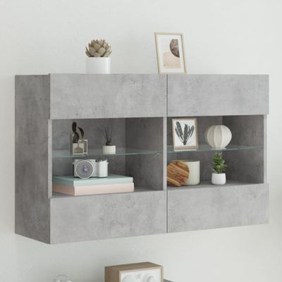 vidaXL TV nástenná skrinka s LED svetlami betónovo sivá 98,5x30x60,5cm