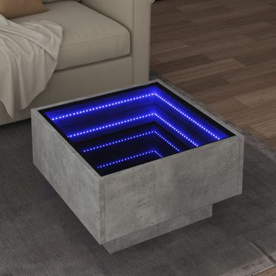 vidaXL Konferenčný stolík s LED betónový 50x50x30 cm kompozitné drevo