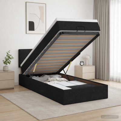 vidaXL Ottoman posteľ s matracom a LED Čierna 100 x 200 cm Látka
