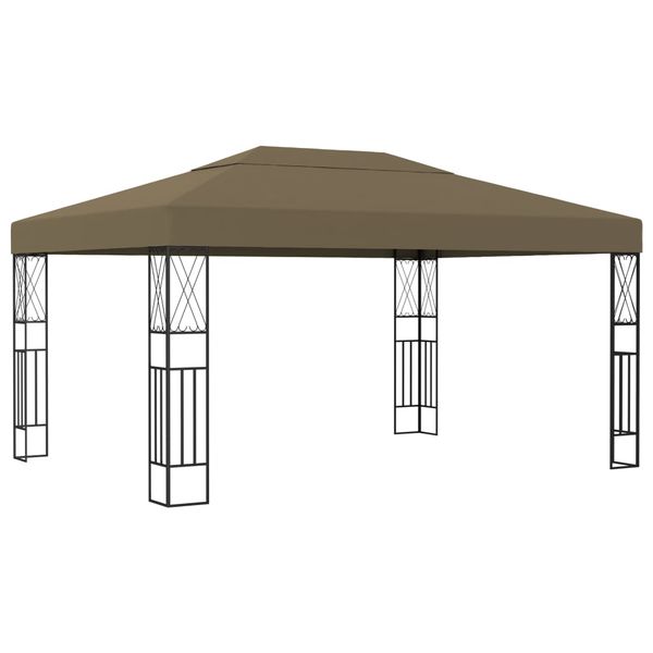 vidaXL Altánok 3x4 m, sivohnedý, látka