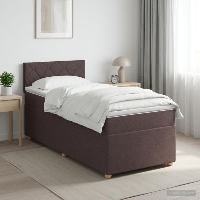 vidaXL Posteľ boxspring s matracom Tmavohnedá 100 x 200 cm Látka
