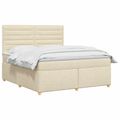 vidaXL Posteľ boxspring s matracom Krémová 140 x 190 cm Látka