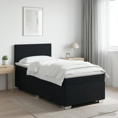 vidaXL Posteľ s boxspringom a matracom a LED Čierna 80 x 200 cm Látka