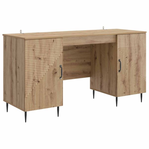 vidaXL Stôl s poličkou Dub artisan 142,5 x 50 x 75 cm Kompozitné drevo