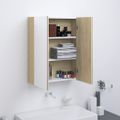 vidaXL Kúpeľňová zrkadlová skrinka 60x15x75 cm MDF biela a dubová