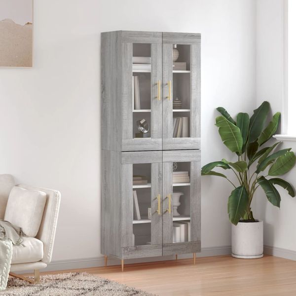 vidaXL Vysoká skrinka sivý dub sonoma 69,5x34x180 cm spracované drevo