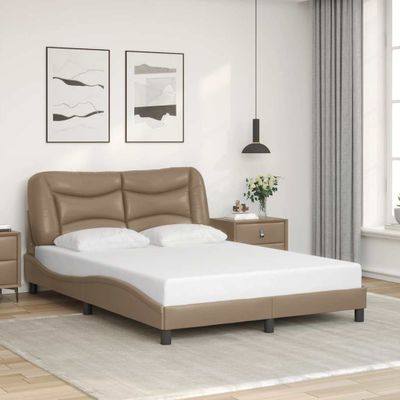 vidaXL Rám postele bez matraca Hvar kapučínový 140x190 cm umelá koža