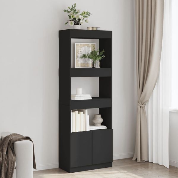 vidaXL Vysoká skrinka čierna 63x33x180 cm kompozitné drevo