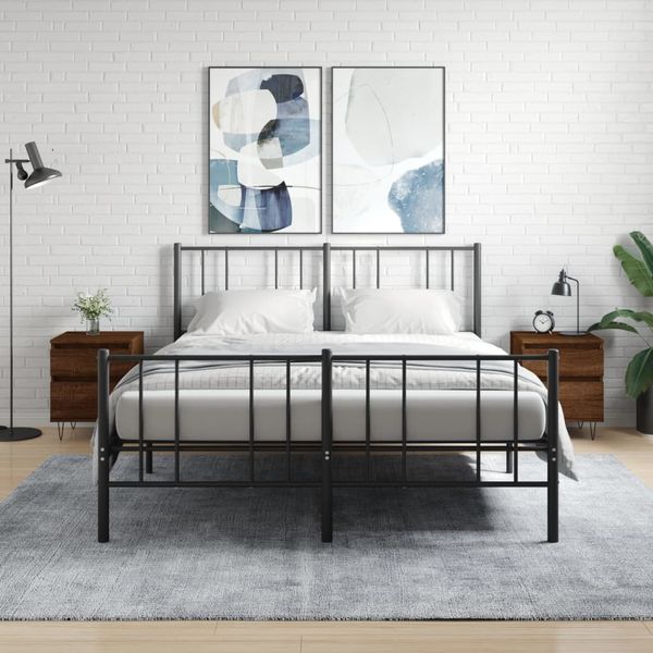 vidaXL Nočné stolíky 2 ks hnedý dub 40x35x50 cm kompozitné drevo