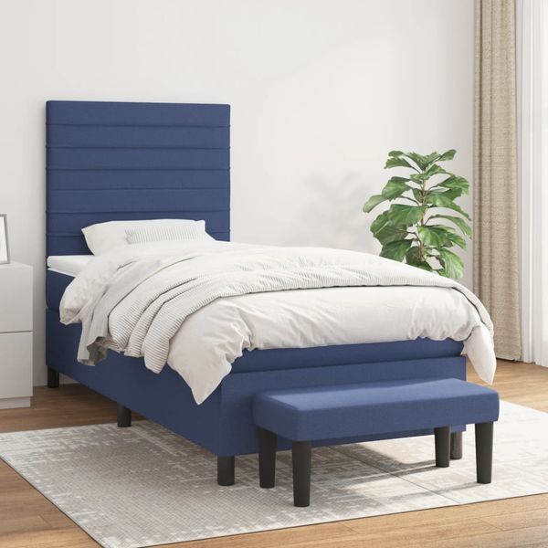 vidaXL Boxspring posteľ s matracom modrá 100x200 cm látka